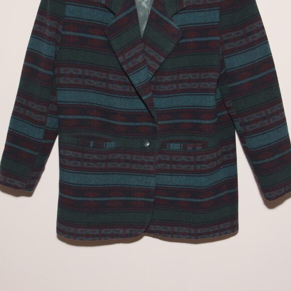 Vintage Braetan Wool Blend Boxy Blazer Coatigan Size L Striped Southwestern - Picture 4 of 9
